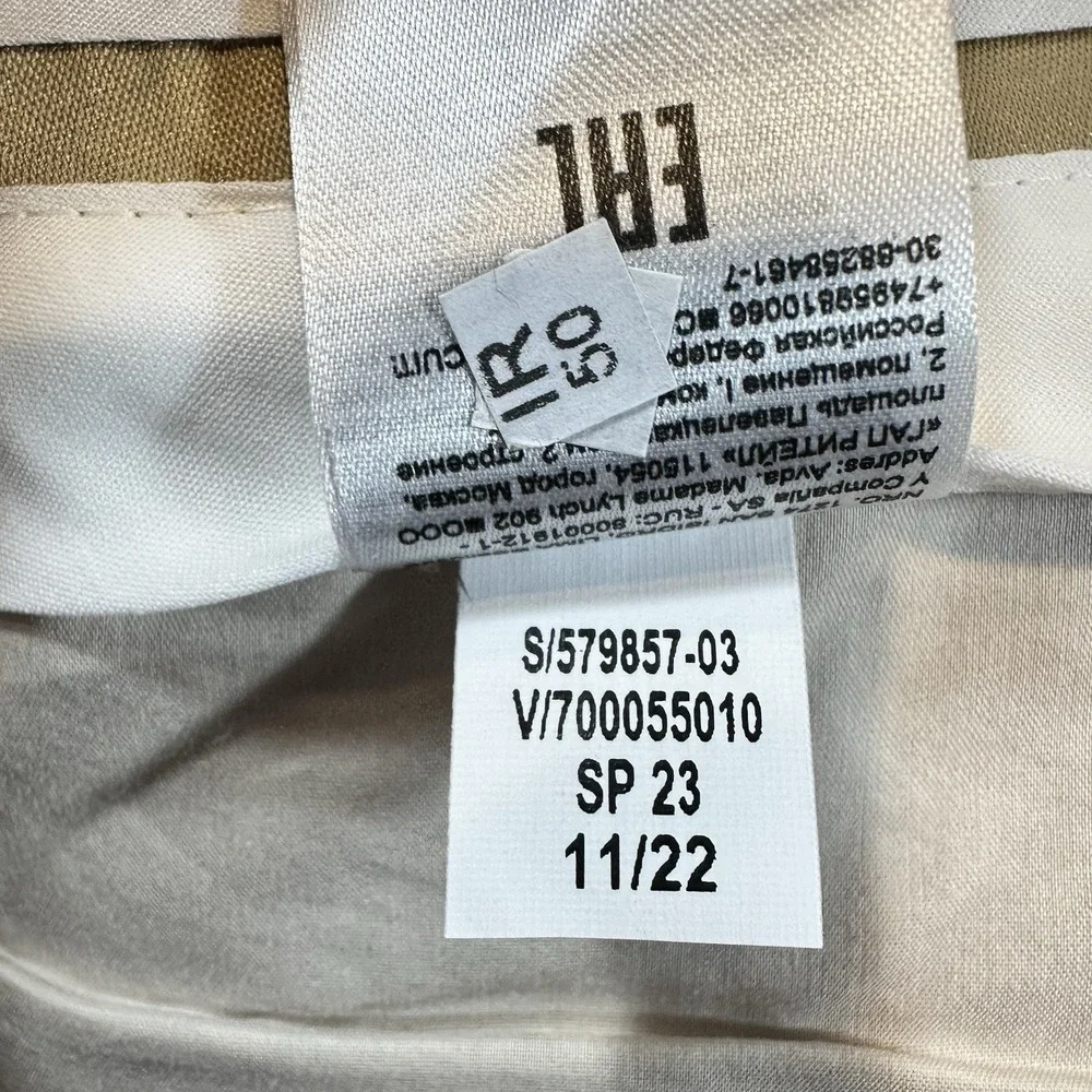 Banana Republic 100% Linen Pleated Wide Leg Pants Women's Natural Beige 12 Long